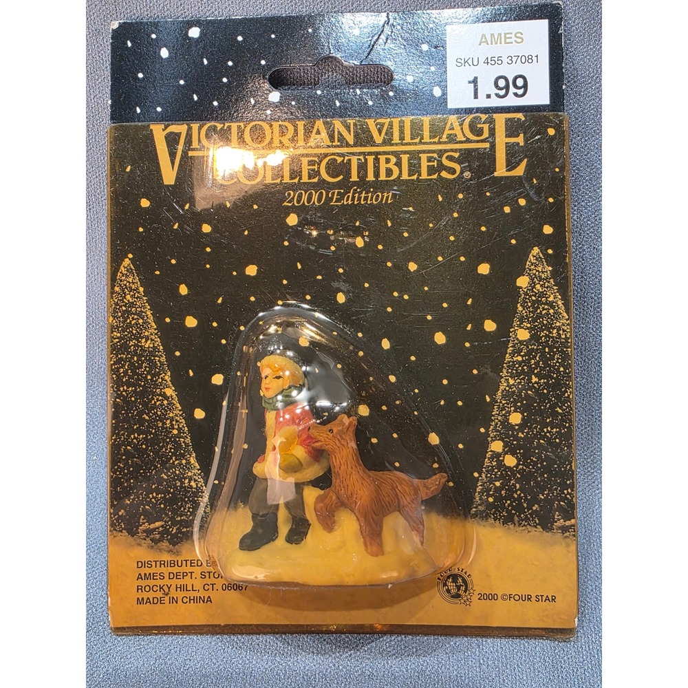 Victorian Village Collectibles 2000 Edition Boy with Dog Figurine Ames 455 37081
